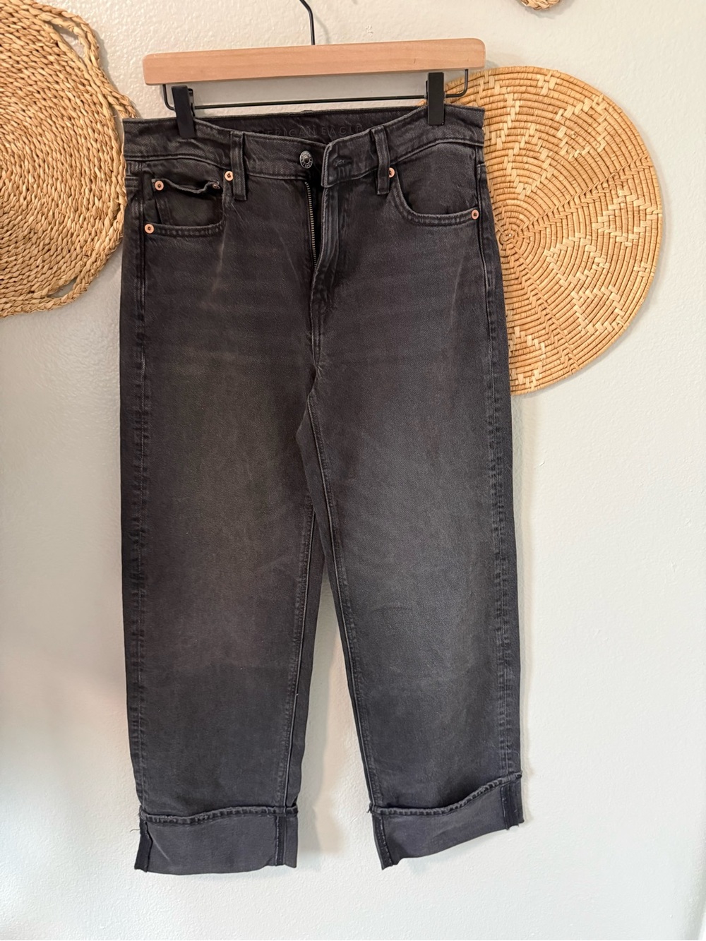 American Eagle Outfitters Black Washed Relaxed Jeans